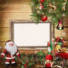 Christmas Greeting Card With Frames For A Family Stock Photo
