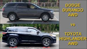 The 2021 dodge durango is a midsize suv capable of seating up to seven occupants. Dodge Durango 3 6 V6 Awd Vs Toyota Highlander 3 5 V6 Awd 4x4 Tests On Rollers Youtube