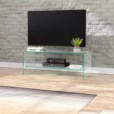 Glass Tv Stand With Shelf For Storage