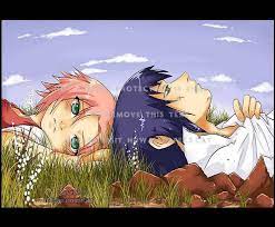 sasuke and sakura laying down naruto anime