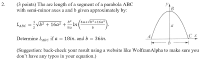 parabola abc with semi minor axes
