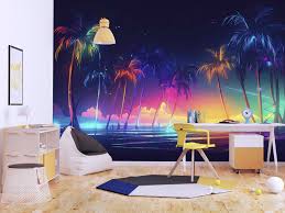 Tropical Palm Trees With Neon Lights