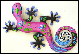 Brightly Hand Painted Geckos In
