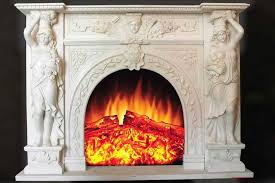 Beige Victorian Marble Fireplace Mantel