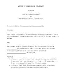 Auto Lease Contract Template Car Purchase Agreement Sample