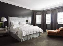 Bedroom With Grey Headboard Grey Rug