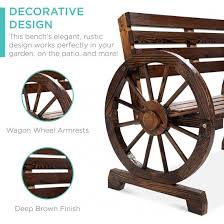 wooden wagon wheel bench