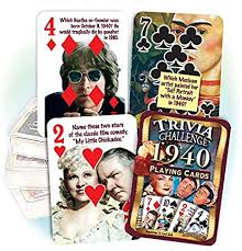 It's like the trivia that plays before the movie starts at the theater, but waaaaaaay longer. Amazon Com Flickback 1940 Trivia Playing Cards Toys Games