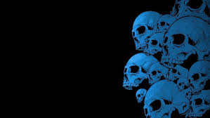 black background blue skull hd