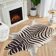 zebra print area rug faux skin cowhide