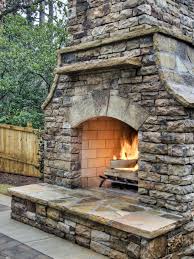 outdoor stacked stone fireplace