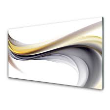 Glass Wall Art Abstract Art Yellow Grey