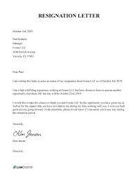 free resignation letter template with