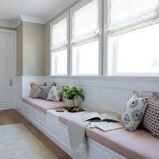 blush pink linen bedroom bench cushions
