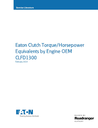 Eaton Clutch Torque Horsepower Equivalents By Engine Oem