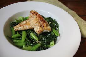 pan roasted monkfish with spinach snap
