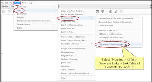 linking pdf table of contents to pages