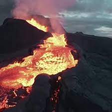 drone into erupting iceland volcano