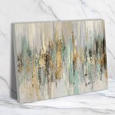 Abstract Gold Drip Canvas Contemporary