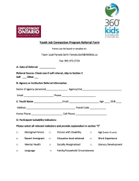 Fillable Online Youth Job Connection Program Referral Form