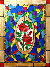 stained glass roses painting by rachel
