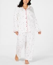 Charter Club Plus Size Cotton Printed Top Pajama Pants Set