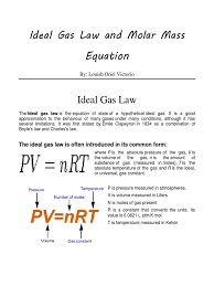 Lower pressure is best because then the average. Victorio Oriel Ideal Gas Law And Molar Mass Equation Mole Unit Gases