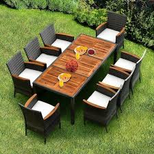 Gymax 9 Piece Wicker Outdoor Dining Set