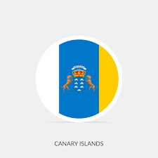 canary islands round flag icon with shadow