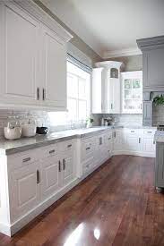 grey kitchen cabinets white countertops