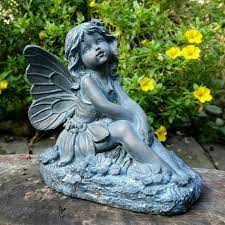 Flower Fairy Statue Bronze Finish Nymph