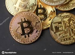 Bitcoin Gold Coin And Chart Background Stock Editorial