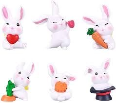 6pcs Cake Topper Bunny Ornaments Chic
