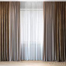 curtains with tulle set 02 3d model