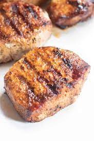 grilled boneless pork chops served