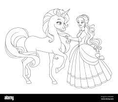 Belle princesse avec licorne.Illustration à colorier vectoriel Image  Vectorielle Stock - Alamy