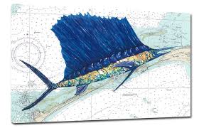 Canvas Sailfish Outer Banks Chart Gerri Hyman Art