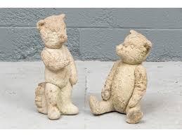 Pair Of Adorable Cement Teddy Bear