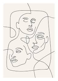 Basic line art line art abstract brushes The Three Faces Line Art Poster