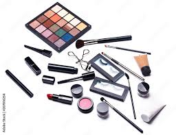 diffe makeup objects and cosmetics