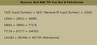 This is because, we need to compare the values of reversed number and original number at the end. How To Reverse And Add Number Until You Get Palindrome