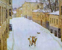 Описание картины Игоря Попова «Первый снег»: фото, анализ, жанр,  характеристика, краткая история создания и