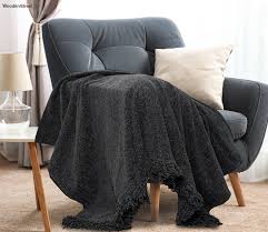 charcoal soft chenille throw