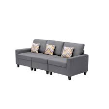 nolan gray linen fabric sofa with