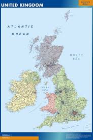 The united kingdom, comprising of northern ireland and the great britain, is a country that is lies in europe. United Kingdom Map Wall Maps