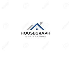 House And Arrow Graph Logo Template Housing Market Chart Vector