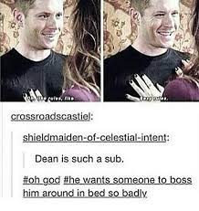 Dean is such a bottom. | Supernatural, Supernatural fandom, Funny  supernatural memes