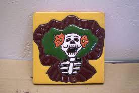 Day of the Dead Mexican Tile Moaning Skeleton Woman - Etsy Denmark