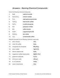 Answers Naming Chemical Compounds