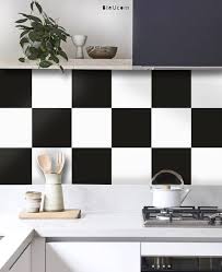 Black White Checker Solid Tile Wall